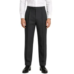 Regular Fit Pleated Pre-hemmed With Cuffs - Charcoal