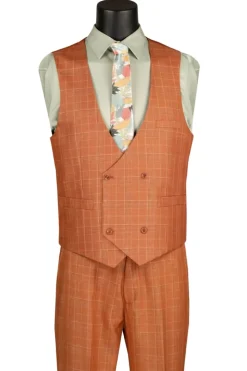 Renaissance Collection - Regular Fit Glen Plaid 3 Piece Suit in Rust