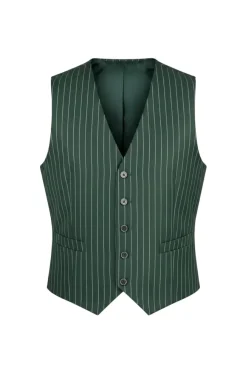 (44R) Hunter Green Regular Fit Bold Striped Vest and Pants