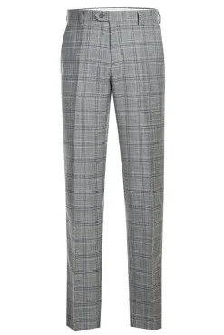 (44R) Lozano Collection - Men's 2 Piece Regular Fit Gray Plaid Suit