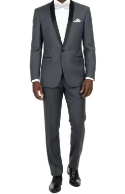 (38R, 38L) Slim Fit 2 Piece Heather Gray Tuxedo