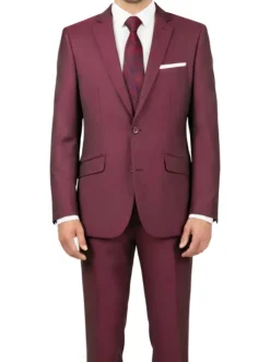 (46R, 50L) Slim Fit 2 Piece Suit in Burgundy