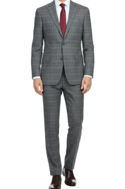 (40R) Men's 2 Piece Regular Fit Gray Check Suit