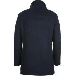 (40R) Navy Slim Fit Wool Blend Coat