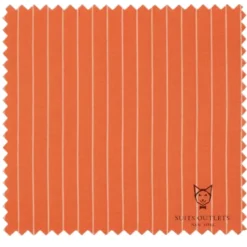 Rockefeller Collection - Double Breasted Stripe Suit Orange Regular Fit 2 Piece with Adjustable Waistband Pants