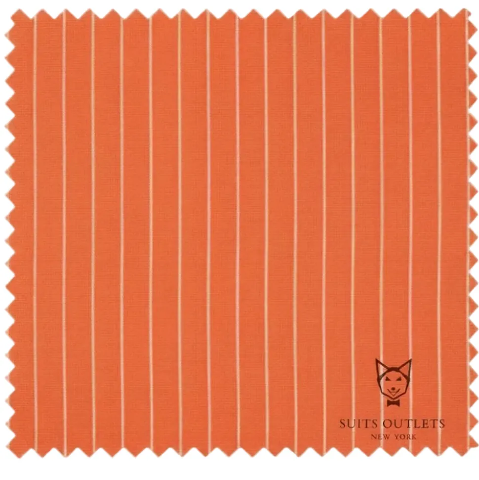 Rockefeller Collection - Double Breasted Stripe Suit Orange Regular Fit 2 Piece with Adjustable Waistband Pants