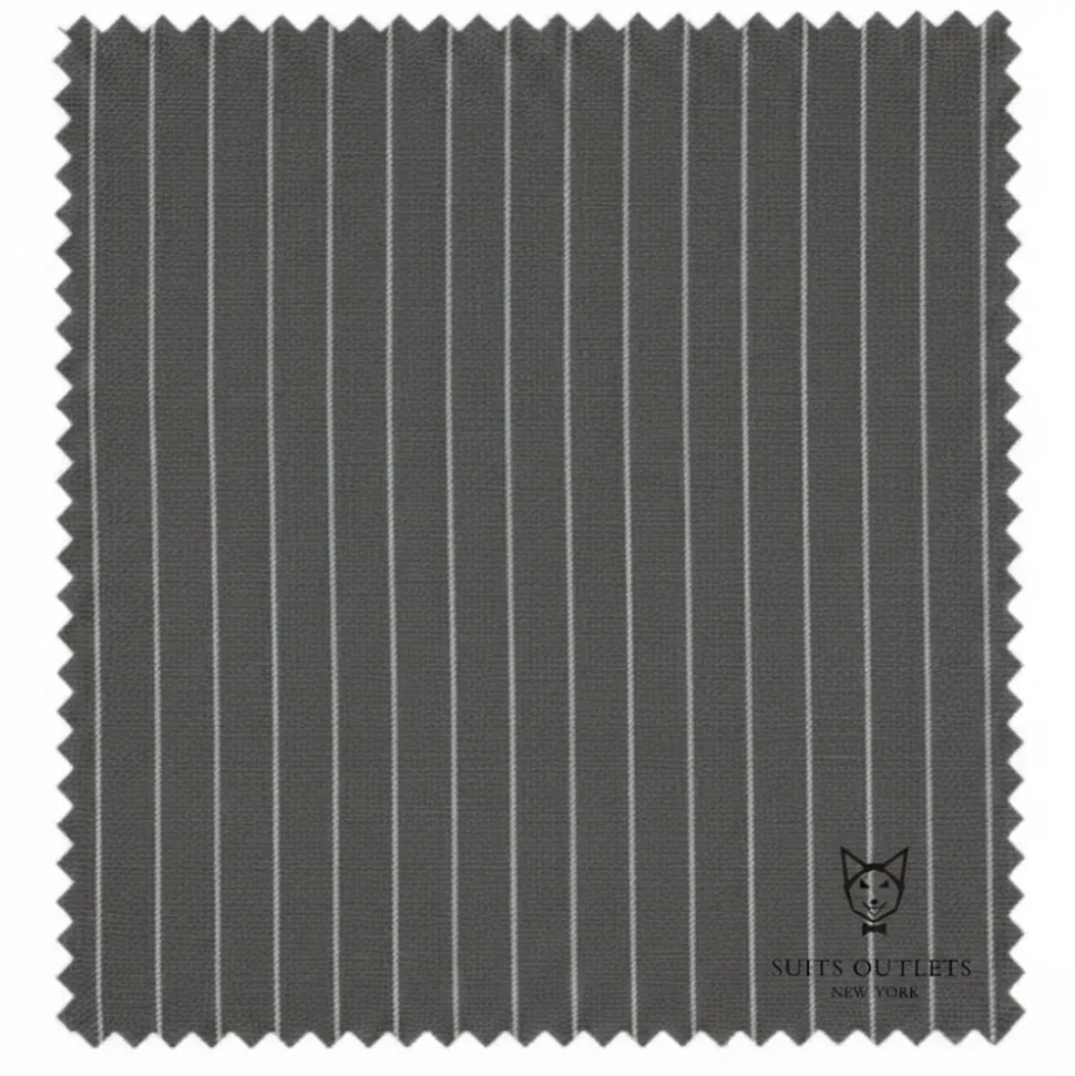 Rockefeller Collection - Double Breasted Stripe Suit Charcoal Regular Fit 2 Piece with Adjustable Waistband Pants