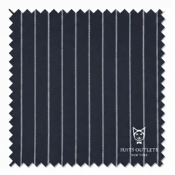 Rockefeller Collection - Double Breasted Stripe Suit Navy Regular Fit 2 Piece with Adjustable Waistband Pants
