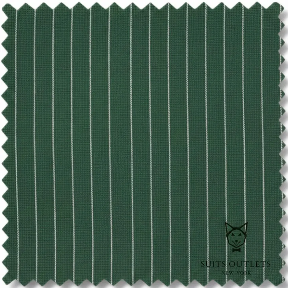Rockefeller Collection - Double Breasted Stripe Suit Hunter Green Regular Fit 2 Piece with Adjustable Waistband Pants