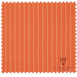 Rockefeller Collection - Double Breasted Stripe Suit Orange Regular Fit 2 Piece with Adjustable Waistband Pants