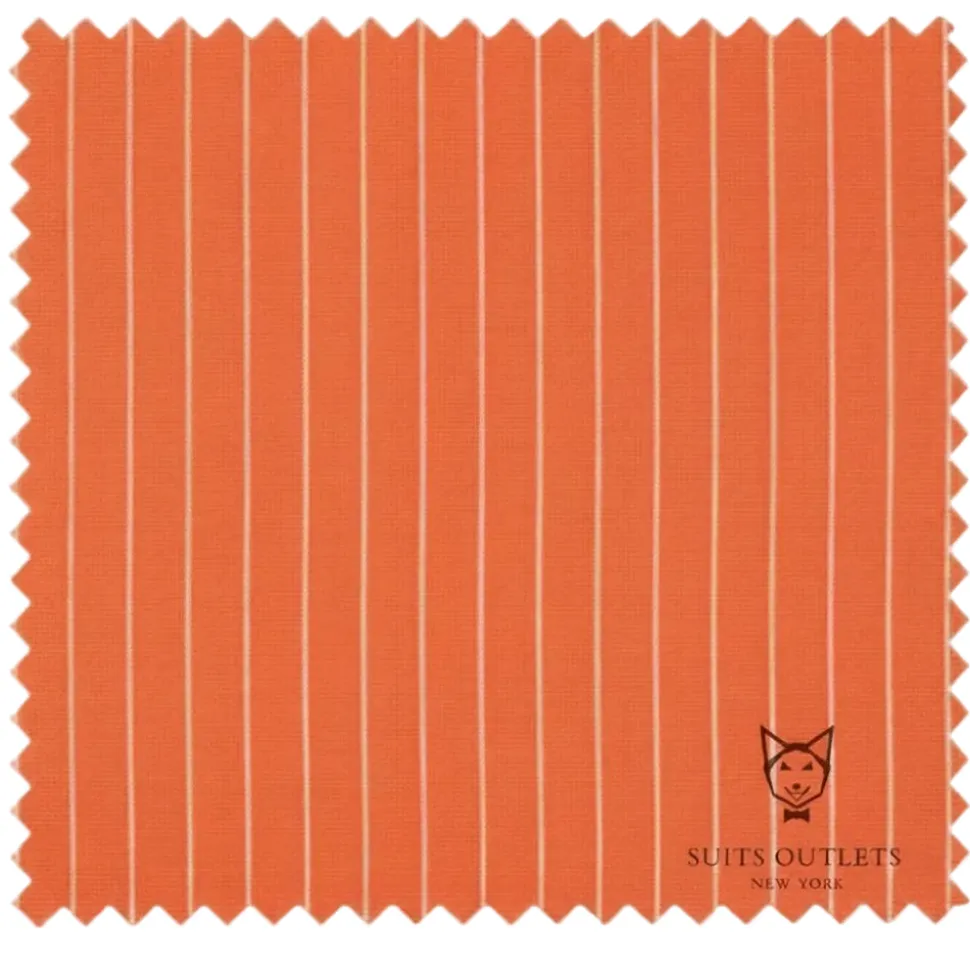 Rockefeller Collection - Double Breasted Stripe Suit Orange Regular Fit 2 Piece with Adjustable Waistband Pants