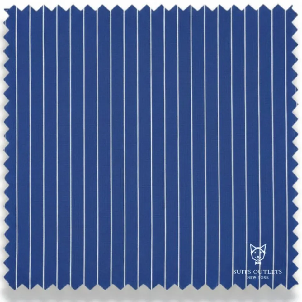 Rockefeller Collection - Double Breasted Stripe Suit Blue Regular Fit 2 Piece with Adjustable Waistband Pants
