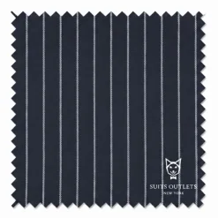 Rockefeller Collection - Double Breasted Stripe Suit Navy Regular Fit 2 Piece with Adjustable Waistband Pants