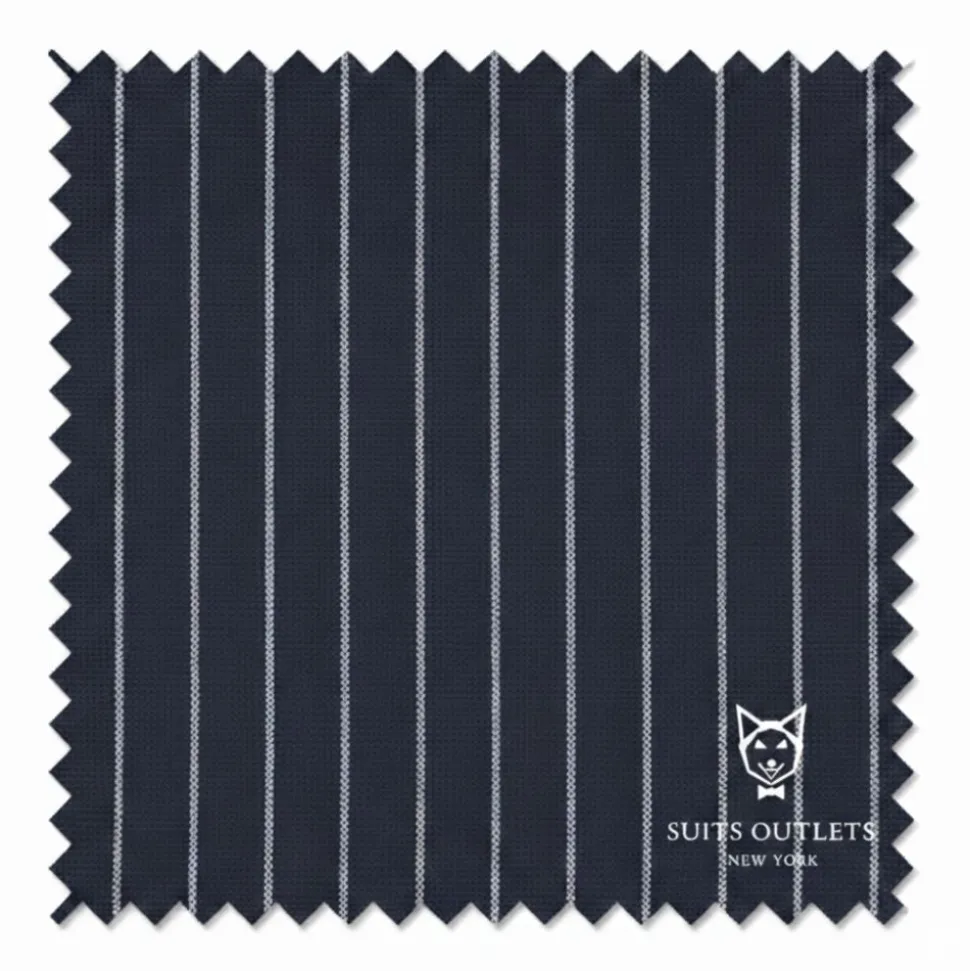 Rockefeller Collection - Double Breasted Stripe Suit Navy Regular Fit 2 Piece with Adjustable Waistband Pants