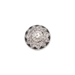Round Floral Rhinestone Diamond Cufflinks