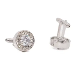 Round Rhinestone Diamond Cufflinks