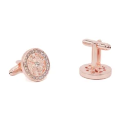 Round Rose Gold Floral Cufflinks
