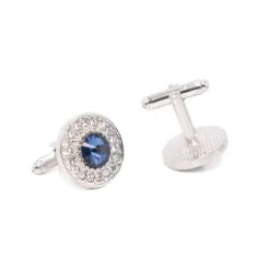 Round Sapphire Rhinestone Diamond Cufflinks