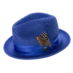 Royal Solid Color Pinch Braided Fedora With Matching Satin Ribbon