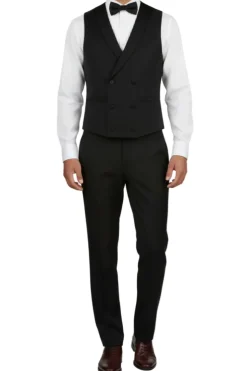 (44R, 48R) Slim Fit Black 3 Piece Tuxedo