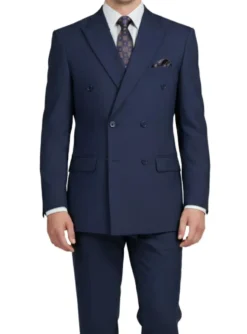 (36S) Double Breasted 2 Piece Suit Regular Fit in Navy