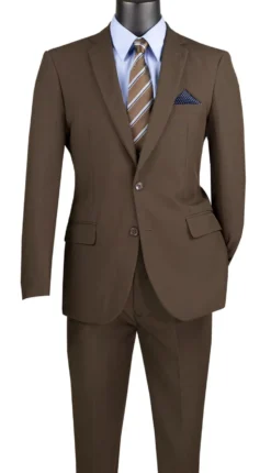 (42S, 50L) Brown Slim Fit Men's 2 Piece Business Suit 2 Button
