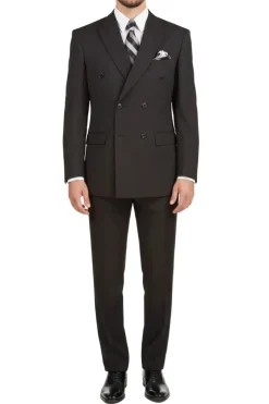 (40S) Black Regular Fit Double Breasted 2 Piece Suit