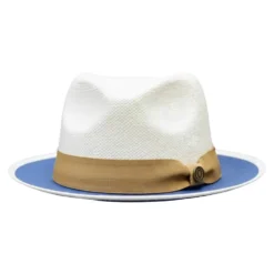 Sebastian Collection - White Braided Snap Brim Grosgrain Ribbon Fedora Hat