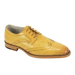 Shane Collection - Scotch Croco Print Wingtip Lace-up Dress Shoes