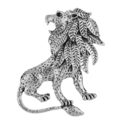 Silver Lion Dotted Design Lapel Pin