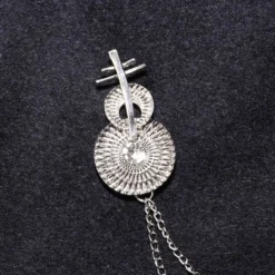 Silver Plated Rhinestone Diamond Double Chain Brooch