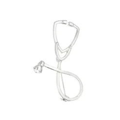 Silver StethoScope Rhine Stone Lapel Pin