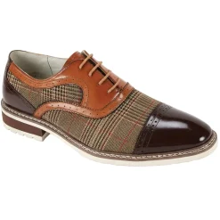 Sinclair Collection - Brown/Whiskey Plaid Leather Cap-Toe Dress Shoes