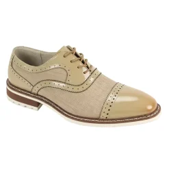 Sinclair Collection - Oyster Plaid Leather Cap-Toe Dress Shoes