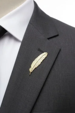 Slender Gold Feather Lapel Pin