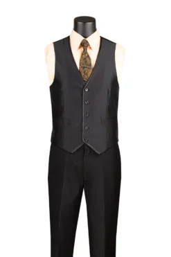 Slim Fit 3 Piece Satin Suit in Black