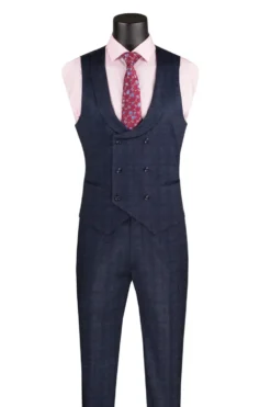 Slim Fit 3 Piece Stretch Fabric Suit in Navy