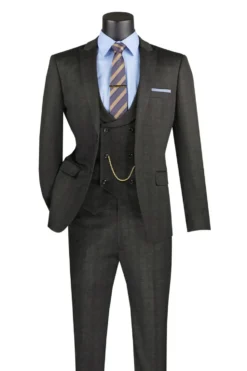 Slim Fit 3 Piece Stretch Fabric Suit in Black