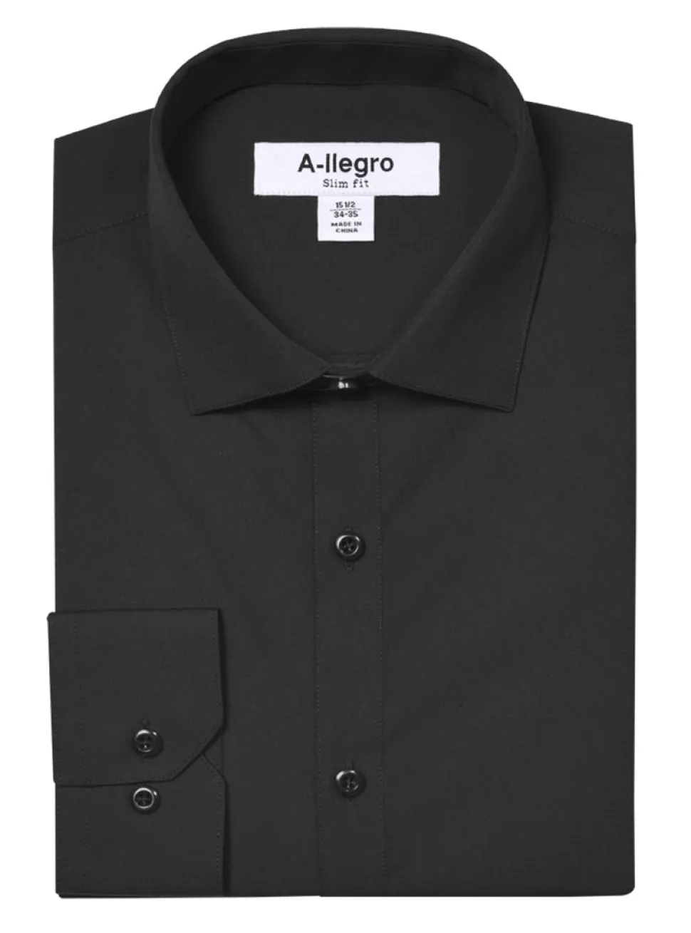 Slim Fit Cotton Convertible Cuff Dress Shirt In Black