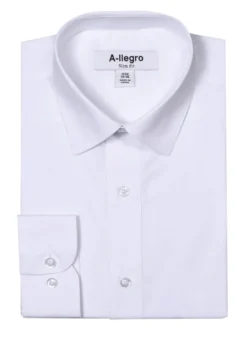Slim Fit Cotton Convertible Cuff Dress Shirt In White