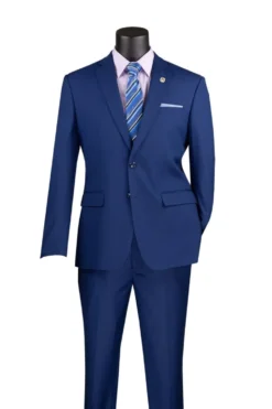 Slim Fit Men's Suit 2 Piece 2 Button in Twilight Blue