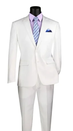 Slim Fit Men's Suit 2 Piece 2 Button in White