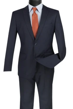 Slim Fit Men's Suit 2 Piece 2 Button in Navy