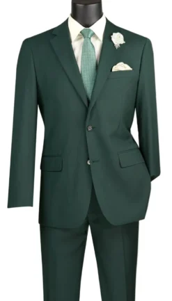 Slim Fit Men's Suit 2 Piece 2 Button in Hunter Green