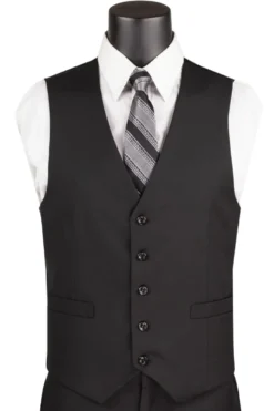 Slim Fit Men's Suit 3 Piece 2 Button in Black