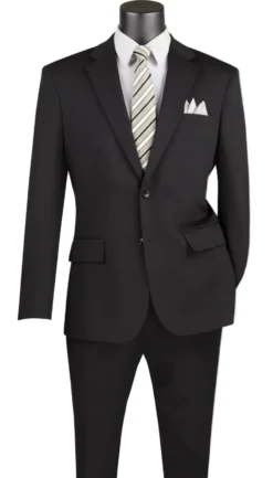 Slim Fit Men's Suit 2 Piece 2 Button in Black