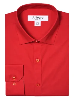 Slim Fit Cotton Convertible Cuff Dress Shirt In Red