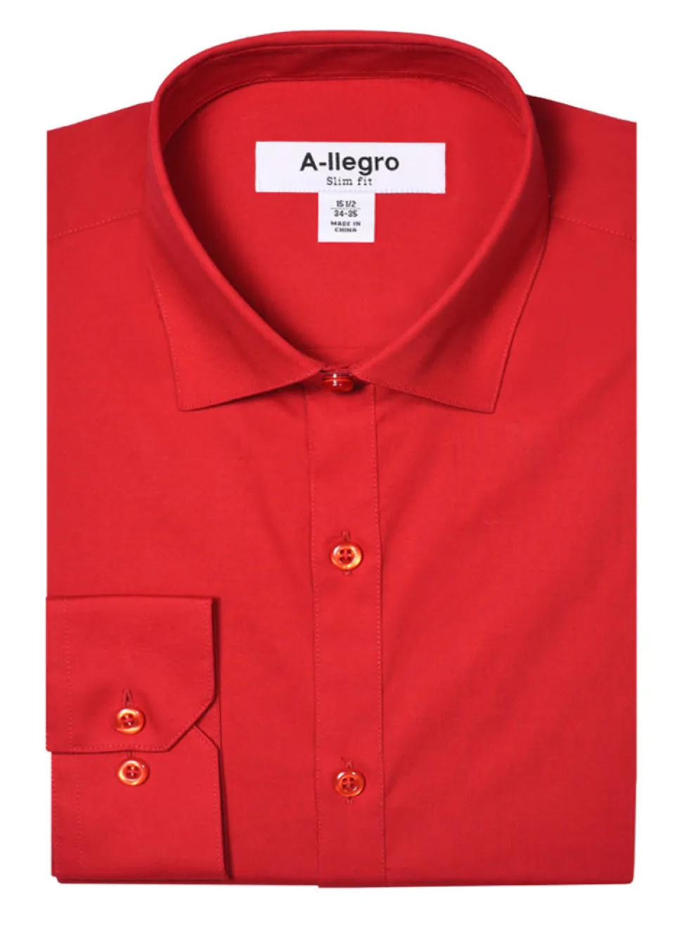 Slim Fit Cotton Convertible Cuff Dress Shirt In Red