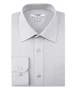 Slim Fit Cotton Convertible Cuff Dress Shirt In Gray