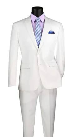 Slim Fit Men's Suit 2 Piece 2 Button in White